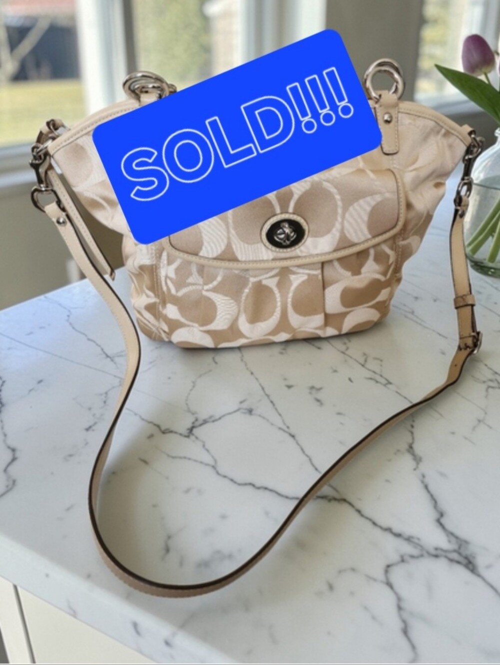Coach Y2K Beige Signature Shoulder Bag